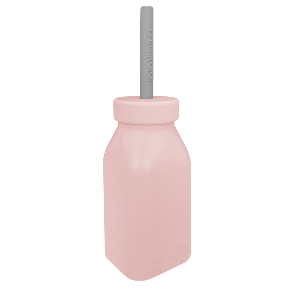 Minikoioi Bottle + Straw (Kinderflasche + Strohhalm) - 100 % Lebensmittelqualität Silikon - BPA Frei - WikoBaby