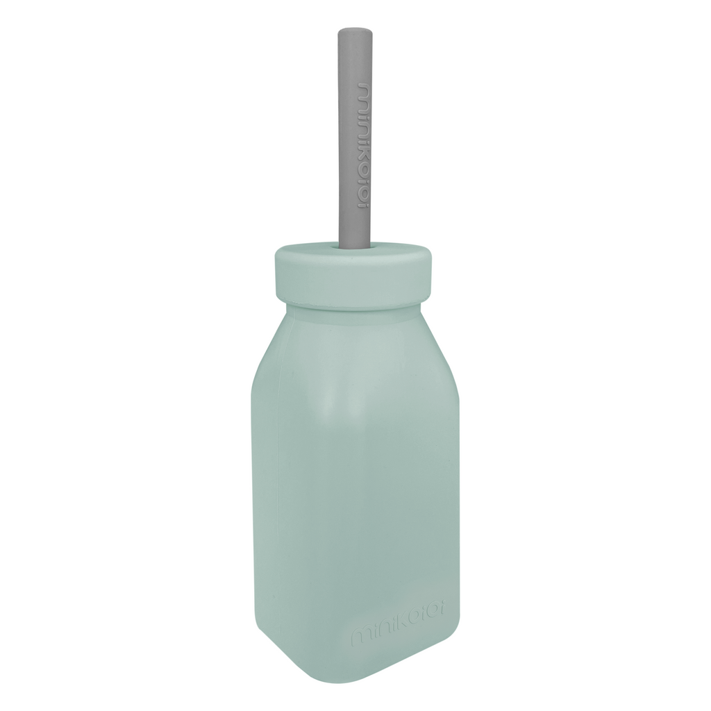 Minikoioi Bottle + Straw (Kinderflasche + Strohhalm) - 100 % Lebensmittelqualität Silikon - BPA Frei - WikoBaby