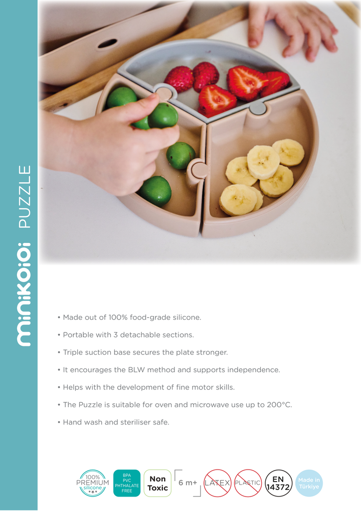 Minikoioi Puzzle- Kinderteller - 100 % Lebensmittelqualität Silikon - BPA Frei - WikoBaby